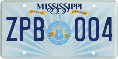 MS license plate ZPB004