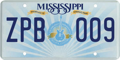 MS license plate ZPB009