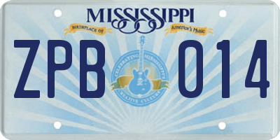 MS license plate ZPB014