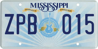 MS license plate ZPB015
