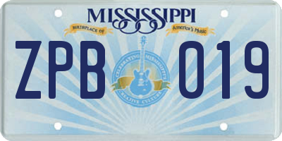 MS license plate ZPB019
