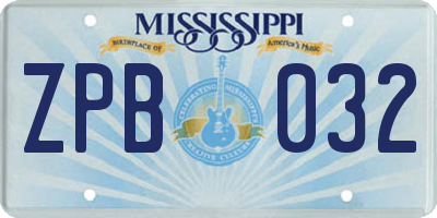 MS license plate ZPB032