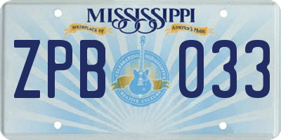 MS license plate ZPB033