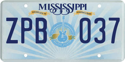 MS license plate ZPB037