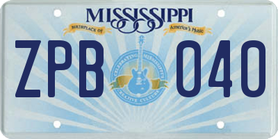 MS license plate ZPB040