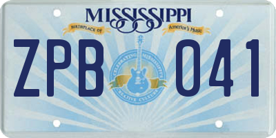 MS license plate ZPB041