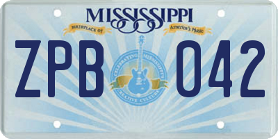 MS license plate ZPB042