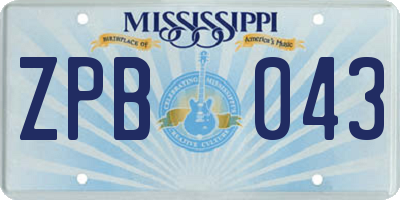 MS license plate ZPB043
