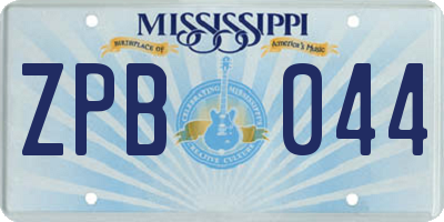 MS license plate ZPB044