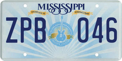 MS license plate ZPB046