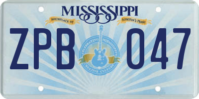 MS license plate ZPB047