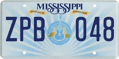 MS license plate ZPB048