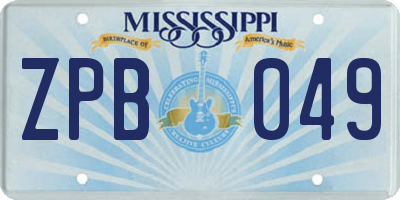 MS license plate ZPB049