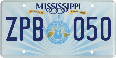 MS license plate ZPB050