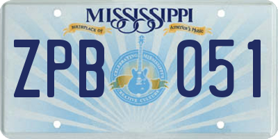 MS license plate ZPB051