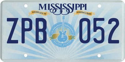 MS license plate ZPB052