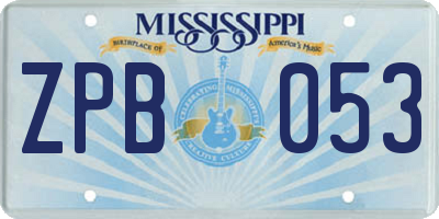 MS license plate ZPB053