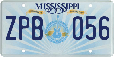 MS license plate ZPB056