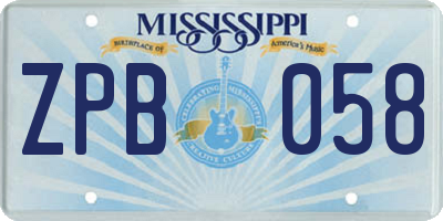 MS license plate ZPB058