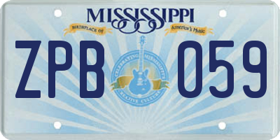 MS license plate ZPB059