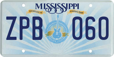 MS license plate ZPB060