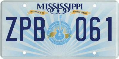 MS license plate ZPB061