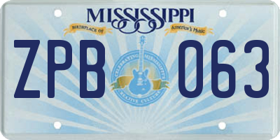MS license plate ZPB063