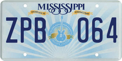 MS license plate ZPB064