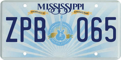 MS license plate ZPB065