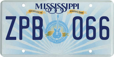 MS license plate ZPB066