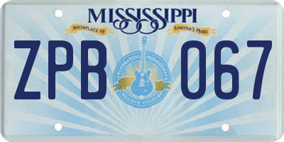 MS license plate ZPB067