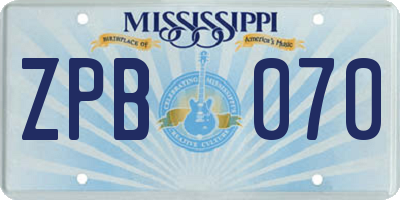 MS license plate ZPB070