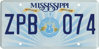 MS license plate ZPB074