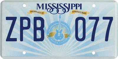 MS license plate ZPB077
