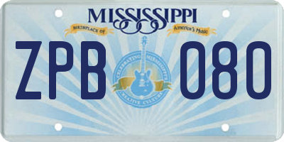 MS license plate ZPB080