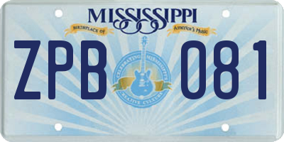 MS license plate ZPB081