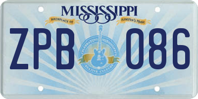 MS license plate ZPB086