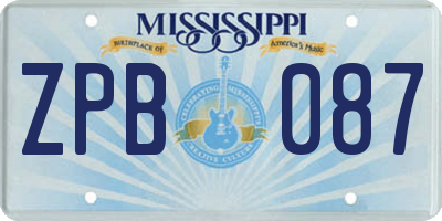MS license plate ZPB087