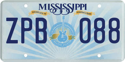 MS license plate ZPB088