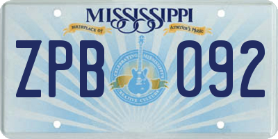 MS license plate ZPB092