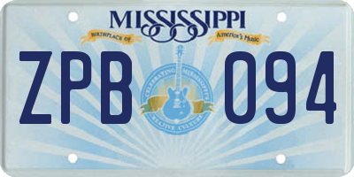 MS license plate ZPB094