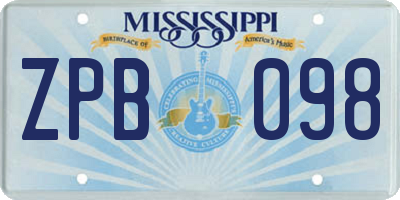 MS license plate ZPB098