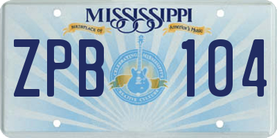 MS license plate ZPB104