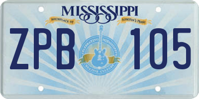 MS license plate ZPB105