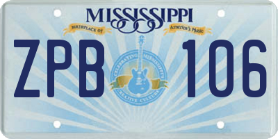 MS license plate ZPB106