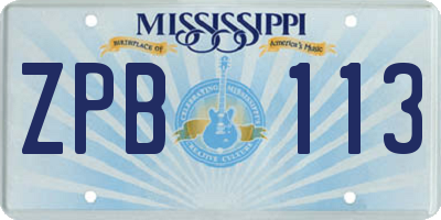 MS license plate ZPB113