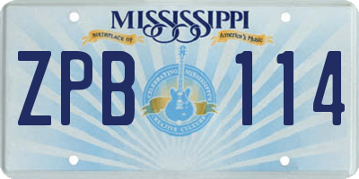 MS license plate ZPB114