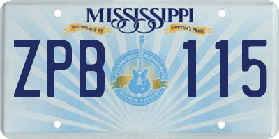 MS license plate ZPB115