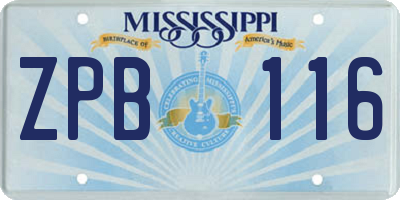 MS license plate ZPB116