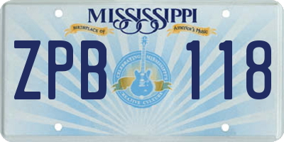 MS license plate ZPB118